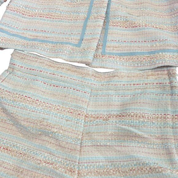 Janie and Jack Boucle Tweed "All Abloom" 2-Piece Jacket & Shorts Set Bow Accent - Picture 3 of 7